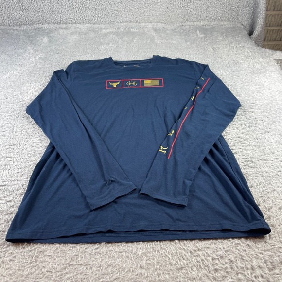 Under Armour Other - Under Armour Project Rock Mens Large Navy Blue Long Sleeve Brahma Bull T-Shirt